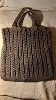 Retro fekete horgolt raffia bevásárló szatyor