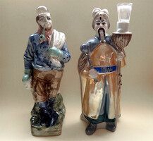 2 db vintage jelzett figurális porcelán italtartó flaska butella butélia figura szobor