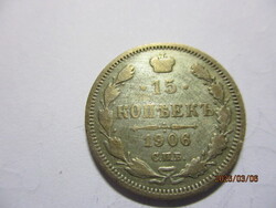 Orosz ország:  ezüst 15 kopejka 1906  VF   Kép szerint