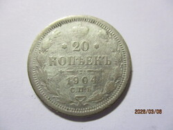 Orosz ország:  ezüst 20 kopejka 1904  VF  RR Kép szerint