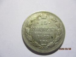 Orosz ország:  ezüst 15 kopejka 1905  VF   Kép szerint