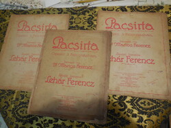 RÉGI KOTTÁK  -  Pacsirta  - Lehár Ferenc operettje 1918 . 1 - 2 - 3  . füzet