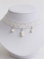 Egyedi vintage csipke choker valódi tenyésztett gyöngyökkel - kézműves ékszer