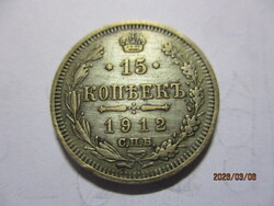 Orosz ország:  ezüst 15 kopejka 1912  XF   Kép szerint