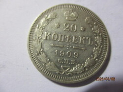 Orosz ország:  ezüst 20 kopejka 1909 /2  XF  R Kép szerint