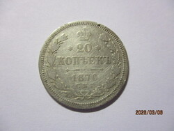 Orosz ország:  ezüst 20 kopejka 1870  VF  Kép szerint