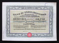 Ganz és Társa Danubius Gép-, Waggon- és Hajógyár részvény 20000 korona 1923
