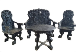 Antique, richly carved Hunting Castle sgabello Renaissance seating set!