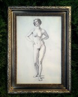 Régi grafika / Női akt.