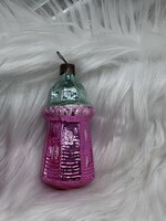 Retro  régi üveg karácsonyfadísz,világítótorony