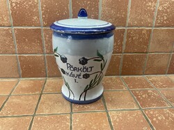Nagy méretű szecessziós kerámia fedeles kávé tároló - szatócs bolti - edény