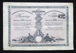 Magyar Általános Kőszénbánya Részvénytársulat részvény 10x200 pengő 1926