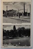 Képeslap, Szerencs részletek, cukorgyár, Kastély-park 1942 Reform kiadás