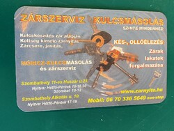 Kártyanaptár. 2007. Zárszervíz kulcsmásolás. Móricz-kulcsmásolás,kés-,ollóélezés.Szombathely