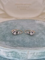 Art deco antik arany buton fülbevaló pár brillekkel cca 0.34 ct