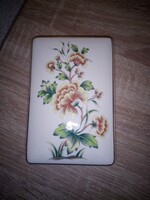 Hollóházi virág (szegfű) mintás porcelán bonbonier, ékszertartó .Hibátlan. Jelzett