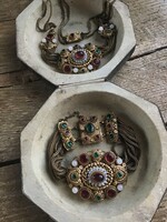 Antik viktoriánus osztrák ötvös bizsu nyaklánc és karkötő szett