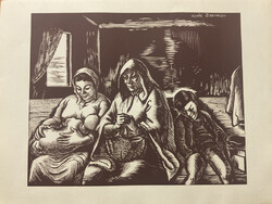 Vadász Endre (1901-1944): Szent család (Daumier után) Fametszet