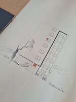 Déry Enikő építészeti diploma munka tusrajz sorozat Budapest Kékgolyó utca 1. homlokzat 1956.