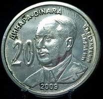 Szerbia 20 Dinár, 2009 130. Évforduló - Milutin Milankovic születése B10A3