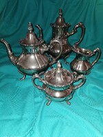 Antik ezüstözött alpakka 4 részes kávés teás kiöntő készlet