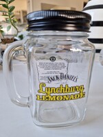 Jack Daniel's Lynchburg Lemonade márkájú, hibátlan, fogantyús üvegpohár (úgynevezett „mason jar”)
