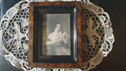 Barabás Miklós (1810-1898) rajza után -acélmetszet  HÖLGYportré XIX. sz. közepe 2. fele -szép keret!