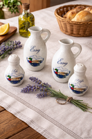 Vintage kerámia ecet–só–bors készlet – kacsa mintás asztali fűszertartó szett