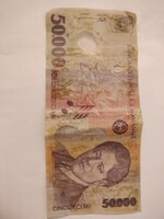 Román Lei 50.000 2001 kiadású.Román Lei 10.000 Lei 2000 kiadású.