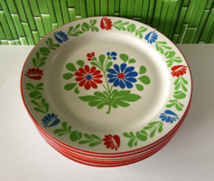 6 DB ALFÖLDI PORCELÁN MAGYAR NÉPI MOTÍVUMOS LAPOS TÁNYÉR KÉSZLET