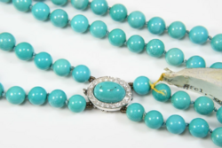 Türkiz lánc fehérarany 585 14 kt csat gyémántokkal 0,60 ct