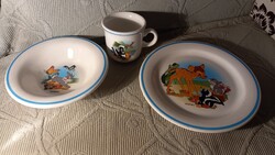 Bambi Walt Disney mese 3 részes olasz kerámia gyermek étkészlet