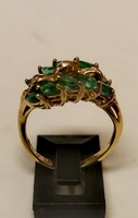 18.K.arany emerald es Diamond gyuru