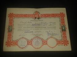 1941.  Ház-légoltalmi őrségparancsnoki tanfolyam bizonyítvány