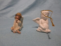 Ülő kerámia angyalka, és karácsonyfa dísz porcelán angyalka, karácsony