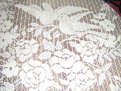 Gyönyörű vintage stílusú madaras virágos ekrü függöny