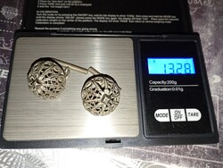 Antik Áttört ezüst pitykegomb páros