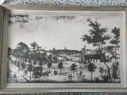 Régi német tájkép metszet nyomat