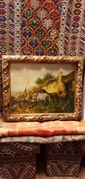 Wouterus Verschuur ( 1812- 1874 )   „Lovak a szökőkútnál” Nagyon szép kvalitású festmény.