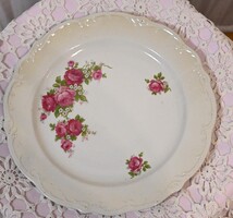 Régi Zsolnay gyöngyös rózsás nagy méretű kínáló tányér 29 cm Iris