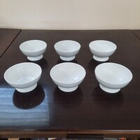 6 db Fehér Herendi porcelán talpas fagyis kehely, müzlis tál készlet