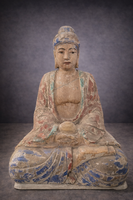 Ázsiai-Keleti ülő Buddha fa szobor