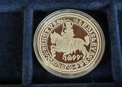 II. ULÁSZLÓ ezüst guldinerének replikája eredet igazoló tanúsítvánnyal, tükörveret, 2016