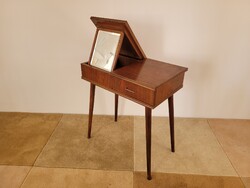 Régi retro sminkasztal tükrös fiókos art deco stílusú asztal vagy előszoba asztal bútor