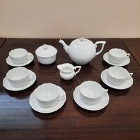 Fehér Herendi porcelán teás készlet, teáskészlet