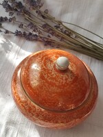 Hollóházi porcelán bonbonier – narancs márvány mintás