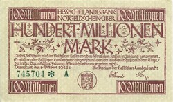 100 millió márka 1923.10.01. Németország Darmstadt
