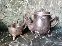 Neobarokk stílusú, ezüstözött kávés készlet!