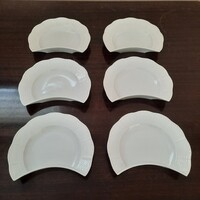 6 db Fehér Herendi porcelán csonttányér, csontos tányér készlet