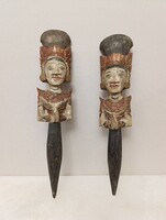 Antik buddhista faragott fa szobor szertartási eszköz Buddha Thaiföld 354 6513